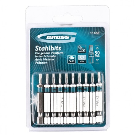 Набор бит TORX 10х50 сталь S2 10 шт GROSS 11468 купить в Надыме