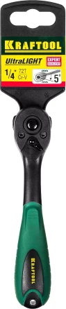 Трещотка для торцовых головок KRAFTOOL "EXPERT", Сr-V сталь, 72 зубца, пластиковое покрытие, 1/4" 27796-1/4_z02 купить в Надыме