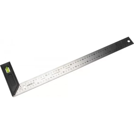 Угольник "ЭКСПЕРТ" разметочный, усиленный, встроенный уровень, гравирован шкала, нерж полотно 37мм, толщина 2мм, 500мм 34397-50 купить в Надыме