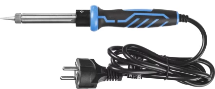 Паяльник ЗУБР "ПРОФЕССИОНАЛ" с двухкомпонентной рукояткой и защитным колпачком в наборе с припоем и подставкой, 60Вт, конус 55402-60_z01 купить в Надыме