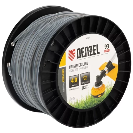 Леска для триммера двухкомпонентная звезда, 4,0мм х 93м, на DIN катушке EXTRA CORD// Denzel 96816 купить в Надыме