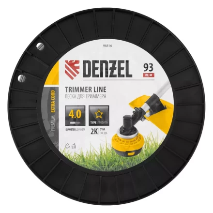 Леска для триммера двухкомпонентная звезда, 4,0мм х 93м, на DIN катушке EXTRA CORD// Denzel 96816 купить в Надыме