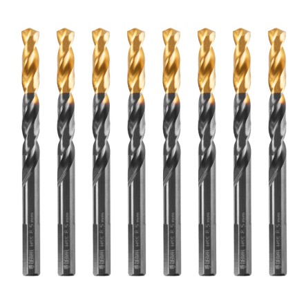 Сверло по металлу, 8,5 мм, HSS-Tin, Golden Tip, 8 шт. Denzel 717220 купить в Надыме