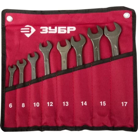 Набор ЗУБР Ключи комбинированные, серия "Т-80", хромованадиевая сталь, зелёный цинк, 6-17мм, 8шт 27025-H8 купить в Надыме