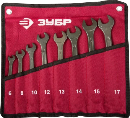Набор ЗУБР Ключи комбинированные, серия "Т-80", хромованадиевая сталь, зелёный цинк, 6-17мм, 8шт 27025-H8 купить в Надыме