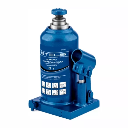 Домкрат гидравлический бутылочный телескопический 6 т h подъема 170–420 мм  STELS 51117 купить в Надыме