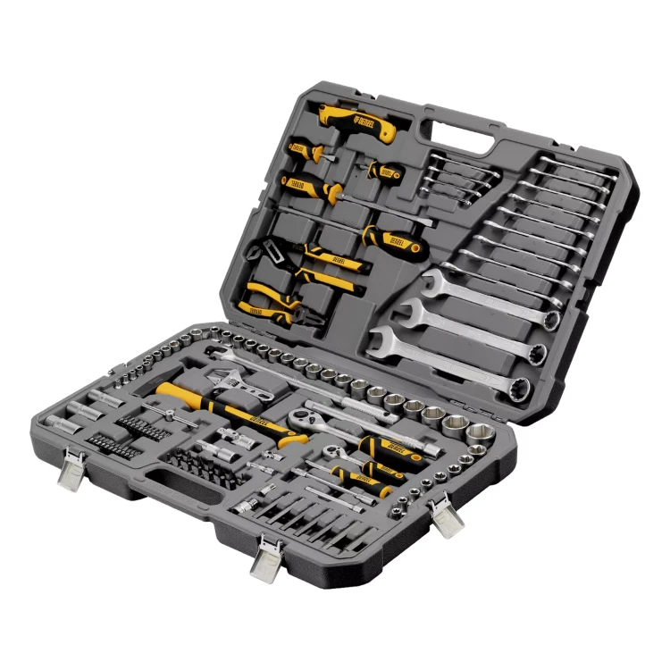Набор инструментов Denzel 15804, 1/2", 1/4", CrV, S2, пластиковый кейс, 122 предмета купить в Надыме