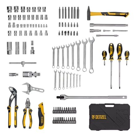 Набор инструментов Denzel 15804, 1/2", 1/4", CrV, S2, пластиковый кейс, 122 предмета купить в Надыме