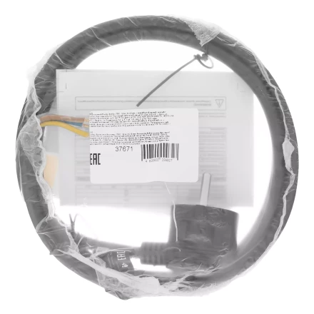 Шнур сетевой Denzel Energy Series, ПВС, 1,5 м, 3 x 1,5 мм, с неразборной вилкой, черный, 3 м, 37671 купить в Надыме