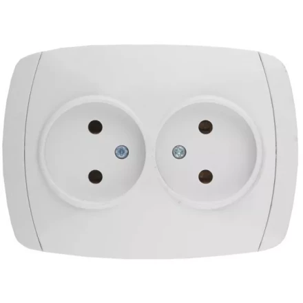 Розетка СВЕТОЗАР "CITY LIGHT" двойная в сборе, без заземления, цвет белый, 16А/~250В SV-54202-W купить в Надыме