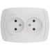 Розетка СВЕТОЗАР "CITY LIGHT" двойная в сборе, без заземления, цвет белый, 16А/~250В SV-54202-W купить в Надыме