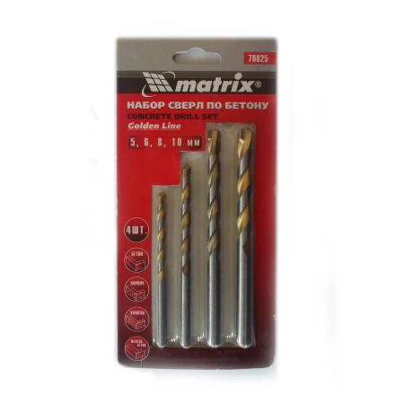 Набор сверл по бетону Golden Line 5-6-8-10мм MATRIX 70825 купить в Надыме