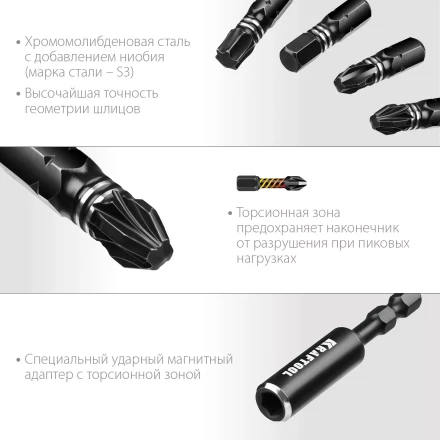 Набор ударных торсионных бит KRAFTOOL Impact, Cr-Mo-V-Nb сталь 26066-H32 купить в Надыме