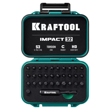 Набор ударных торсионных бит KRAFTOOL Impact, Cr-Mo-V-Nb сталь 26066-H32 купить в Надыме