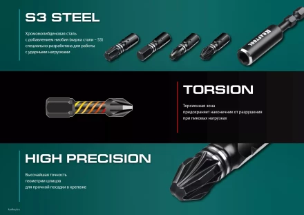 Набор ударных торсионных бит KRAFTOOL Impact, Cr-Mo-V-Nb сталь 26066-H32 купить в Надыме