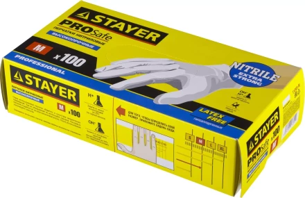 Перчатки STAYER "PROFI" нитриловые экстратонкие, M, 100шт 11203-M купить в Надыме