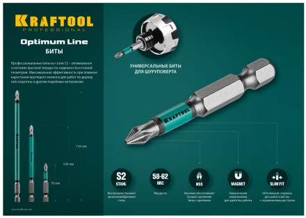 Биты KRAFTOOL OPTIMUM PZ 26124-2-50-10 купить в Надыме