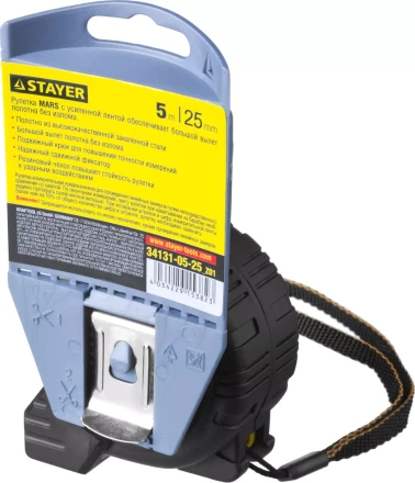 Рулетка STAYER "PROFI" "MARS", обрезиненный корпус, утолщенное полотно, 5мх25мм 34131-05-25_z01 купить в Надыме