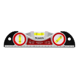 Уровень алюминиевый литой, фрезерованный, 3 глазка, две ударные площадки, 235 мм// Matrix 34910