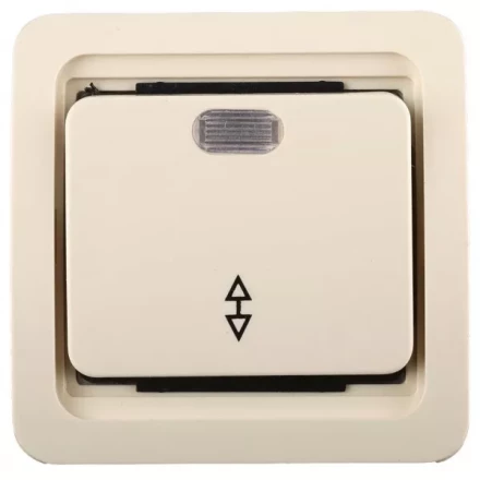 Выключатель СВЕТОЗАР "ГАММА" проходной одноклавишный, с подсветкой, цвет бежевый, 10А/~250В SV-54138-B купить в Надыме