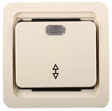 Выключатель СВЕТОЗАР "ГАММА" проходной одноклавишный, с подсветкой, цвет бежевый, 10А/~250В SV-54138-B купить в Надыме