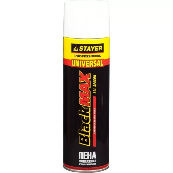 Пена "BlackMAX" монтажная, адаптерная, всесезонная, 500мл, STAYER 41130 купить в Надыме