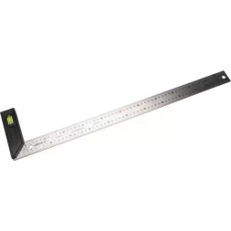 Угольник "ЭКСПЕРТ" разметочный, усиленный, встроенный уровень, гравирован шкала, нерж полотно 37мм, толщина 2мм, 600мм 34397-60