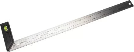 Угольник "ЭКСПЕРТ" разметочный, усиленный, встроенный уровень, гравирован шкала, нерж полотно 37мм, толщина 2мм, 600мм 34397-60 купить в Надыме