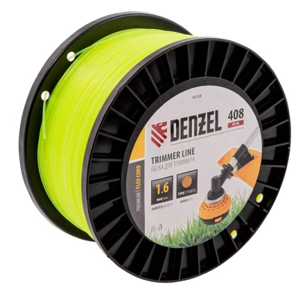 Леска для триммера круглая, 1,6мм х 408м, на DIN катушке FLEX CORD, Denzel 96268 купить в Надыме