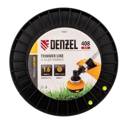 Леска для триммера круглая, 1,6мм х 408м, на DIN катушке FLEX CORD, Denzel 96268 купить в Надыме