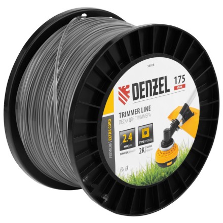 Леска для триммера двухкомпонентная квадрат, 2,4мм х 175м, на DIN катушке EXTRA CORD// Denzel 96818 купить в Надыме