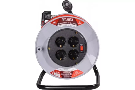 Удлинитель силовой на катушке Ресанта СУ-3х1,5-50/2 (с выкл., 4 розетки) 61/118/12 купить в Надыме