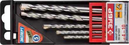 Набор ЗУБР Сверла по бетону ударные, 4-5-6-8-10 мм, пластиковый бокс, 5 шт 29140-H5 купить в Надыме