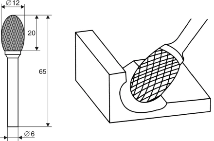Борфреза Овальная E 6х12 Энкор 21707 купить в Надыме