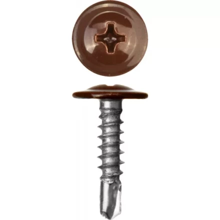 Саморезы ЗУБР с прессшайбой и сверлом по листовому металлу до 2мм, окрашенные в RAL-8017, PH2, 4,2х16мм, 500шт 300211-42-016-8017 купить в Надыме