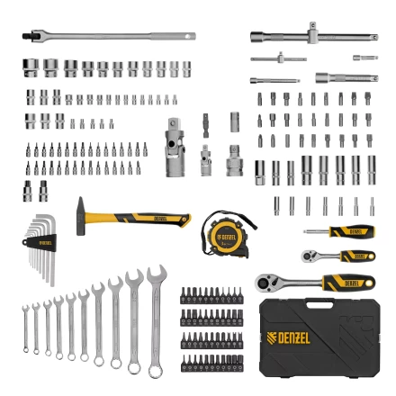 Набор инструментов Denzel 15806, 1/2", 1/4", CrV, S2, пластиковый кейс, 194 предмета купить в Надыме