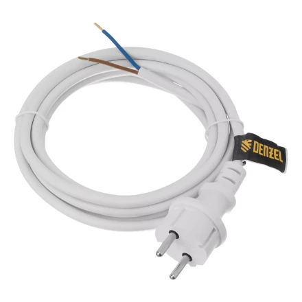 Шнур сетевой Denzel Energy Series, ПВС, 3 м, 2 x 1,5 мм, с неразборной вилкой, белый, 3 м, 37672 купить в Надыме
