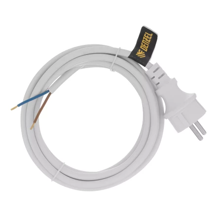 Шнур сетевой Denzel Energy Series, ПВС, 3 м, 2 x 1,5 мм, с неразборной вилкой, белый, 3 м, 37672 купить в Надыме