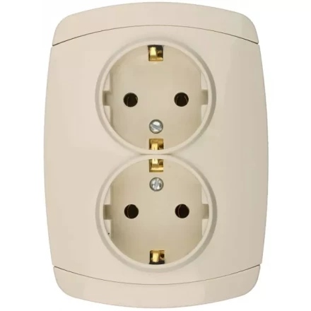 Розетка СВЕТОЗАР "CITY LIGHT" двойная в сборе, с заземлением, цвет бежевый, 16А/~250В SV-54207-B купить в Надыме