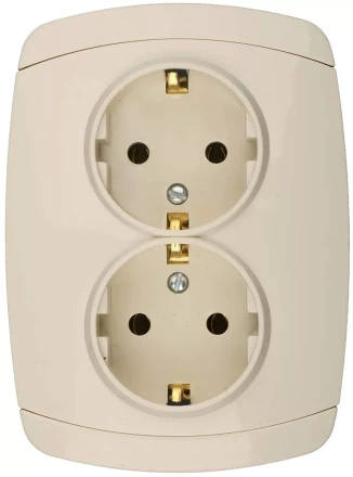 Розетка СВЕТОЗАР "CITY LIGHT" двойная в сборе, с заземлением, цвет бежевый, 16А/~250В SV-54207-B купить в Надыме