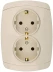 Розетка СВЕТОЗАР "CITY LIGHT" двойная в сборе, с заземлением, цвет бежевый, 16А/~250В SV-54207-B купить в Надыме