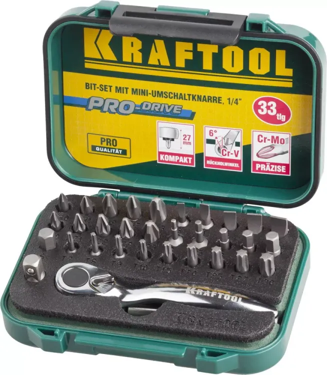 PRO. Наборы в боксе: БИТЫ KRAFTOOL PRO-Drive 26157-H33 купить в Надыме
