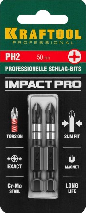 Биты для ударных шуруповертов KRAFTOOL Impact Pro PH 26191-2-50-S2 купить в Надыме