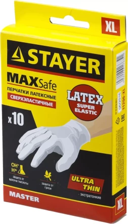 Перчатки STAYER "MASTER" латексные экстратонкие, XL, 10шт 11206-XL купить в Надыме