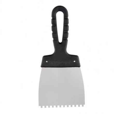 Шпатель из нержавеющей стали 100 мм зуб 4 х 4 мм пластмассовая ручка Россия 85138 купить в Надыме