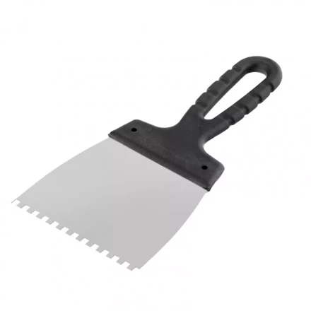 Шпатель из нержавеющей стали 100 мм зуб 4 х 4 мм пластмассовая ручка Россия 85138 купить в Надыме
