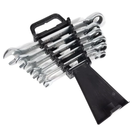 Набор гаечных комбинированных трещоточных ключей КВТ НТКП-6 (8–17 мм), 6 шт., с переключателем реверса (91952) купить в Надыме