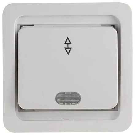 Выключатель СВЕТОЗАР "ГАММА" проходной одноклавишный, с подсветкой, цвет белый, 10А/~250В SV-54138-W купить в Надыме