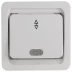 Выключатель СВЕТОЗАР "ГАММА" проходной одноклавишный, с подсветкой, цвет белый, 10А/~250В SV-54138-W купить в Надыме
