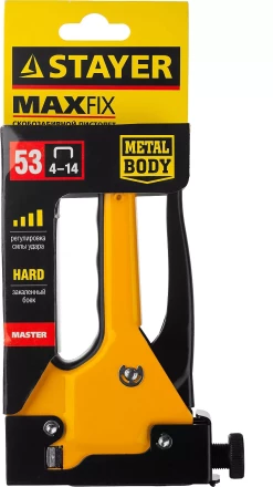 Степлер "Max 53" с регулировкой силы удара, металлический корпус, для тонкой скобы тип 53 (4-14 мм), STAYER Master 31501 купить в Надыме